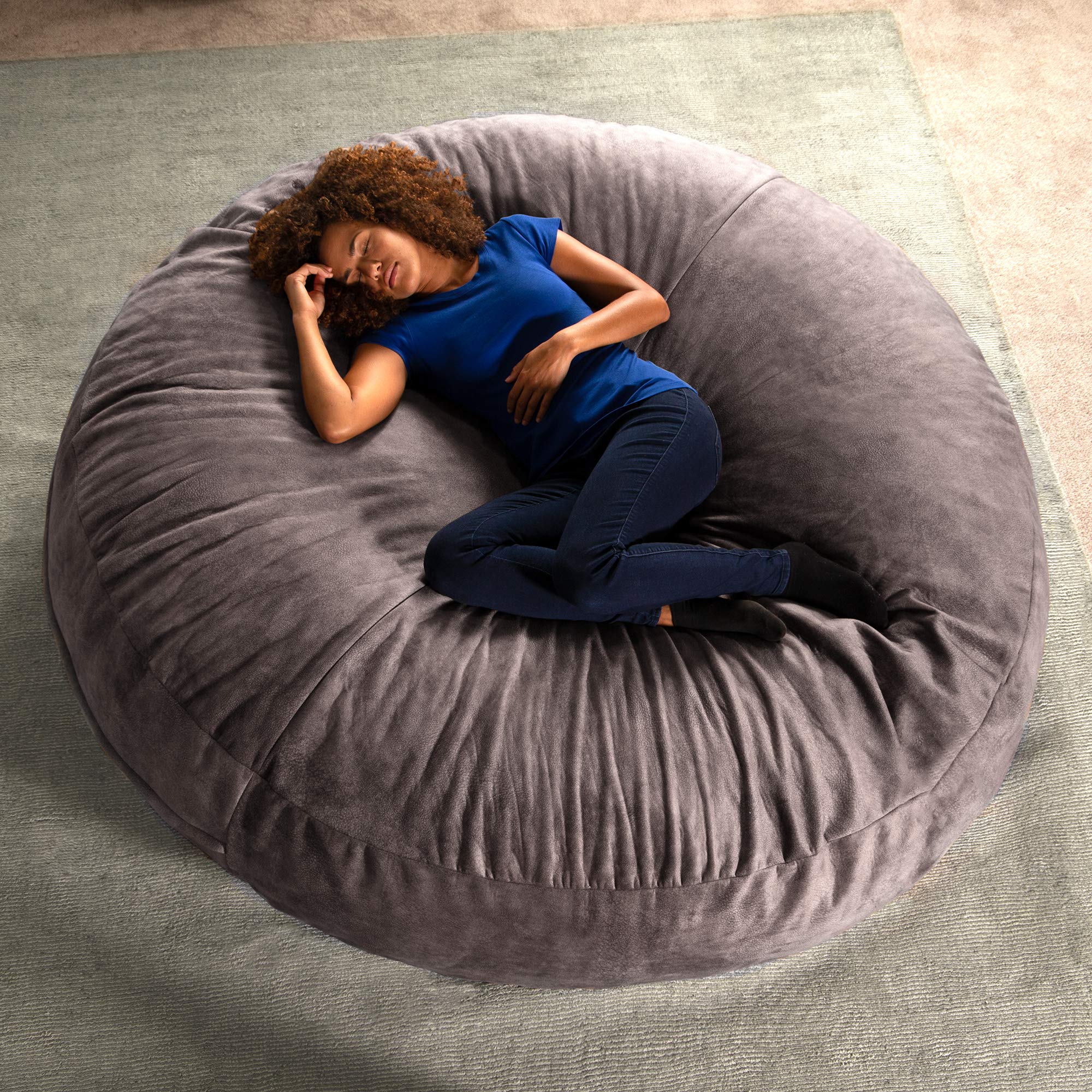 Jaxx 6 Foot Cocoon - Premium Oversized Bean Bag Chair for Adults - Soft Microvelvet Fabric in Pewter Gray - Perfect for Lounging, Gaming & Relaxation in Living Room or Bedroom