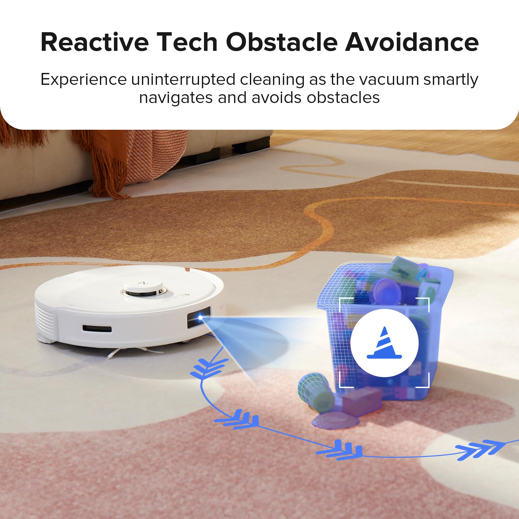Roborock Q8 Max Robot Vacuum and Mop Cleaner with DuoRoller Brush - 5500Pa Strong Suction, LiDAR Navigation & Obstacle Avoidance - Multi-Level Mapping for Pet Hair - Ideal for Hardwood Floors, Carpets & Pet Owners