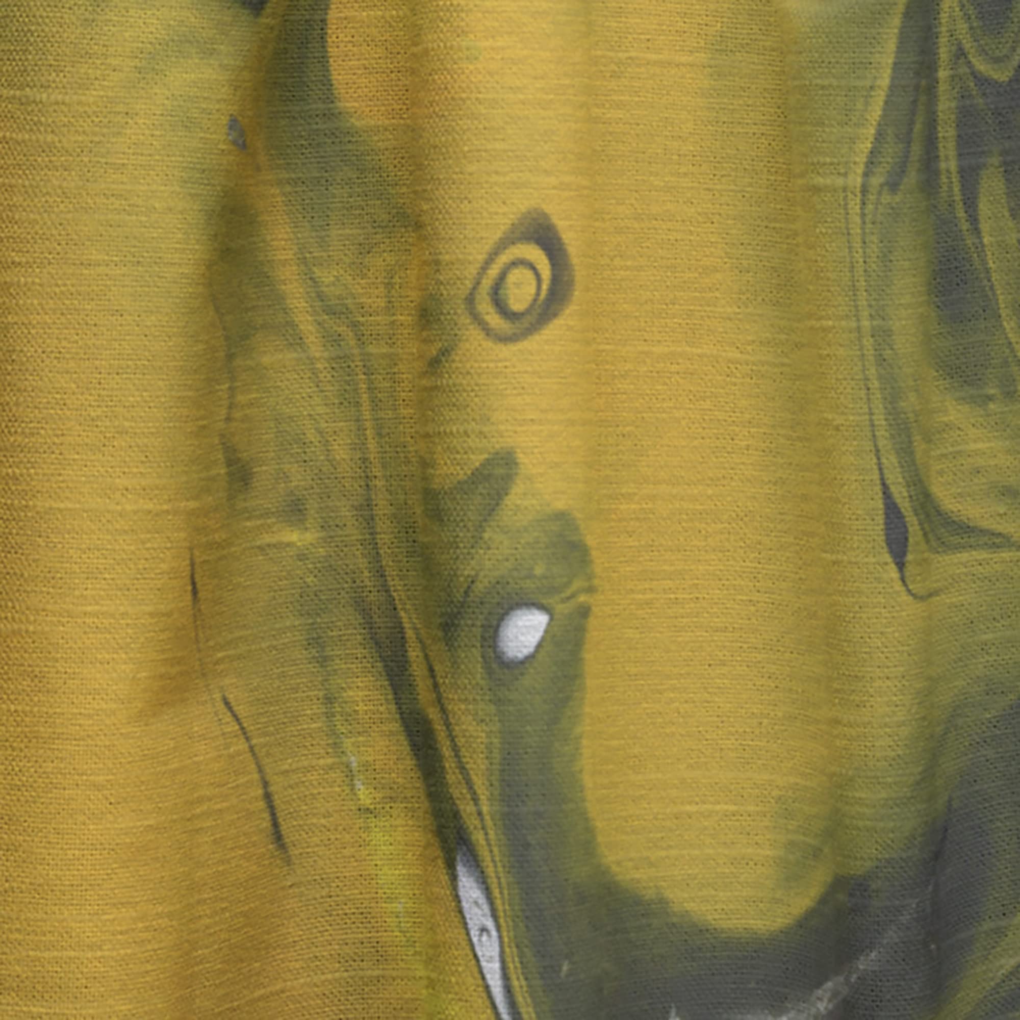 DesignQ Yellow Acrylic Hand Painted Marble Curtains - Thermal Insulated Single Panel (52x120 inches) for Bedroom & Living Room - Elegant Window Drapes for Home Decor & Light Control