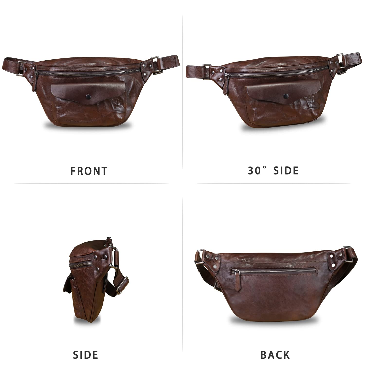 Genuine Leather Fanny Pack for Women & Men - Vintage Real Leather Crossbody Sling Bag, Waist Pack & Chest Purse | Perfect for Travel, Hiking, Concerts & Everyday Use