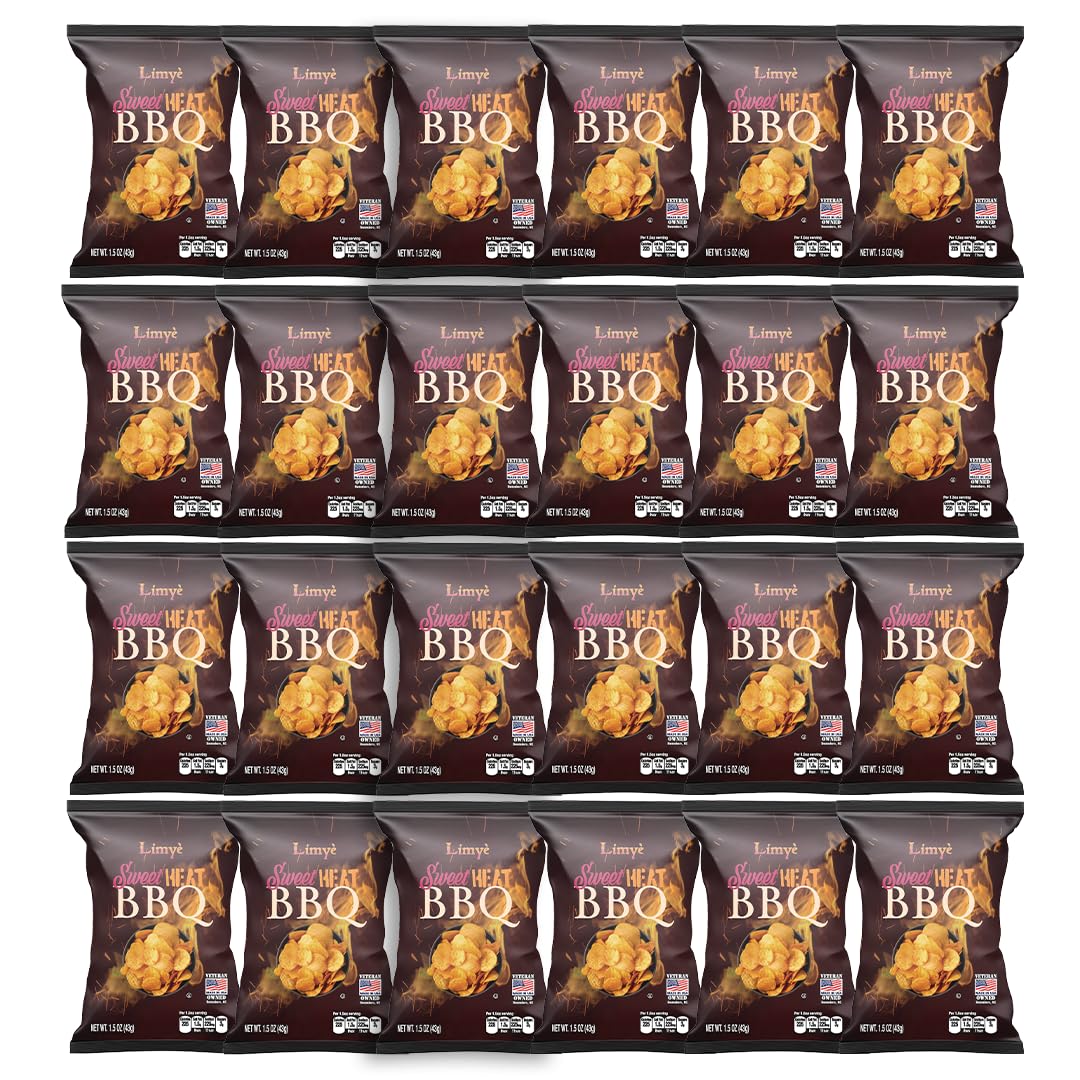 Limye Sweet Heat BBQ Flavored Potato Chips - Certified Kosher, Allergen-Free, Vegan Snacks - 1.5oz Bags (Pack of 24) - Perfect for Parties, Picnics & On-the-Go Snacking