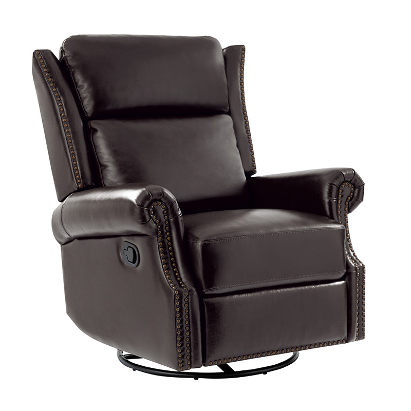 Martina Genuine Leather Manual Swivel Glider Recliner Chair - Comfortable Living Room Seating for Relaxing, Reading & Nursing