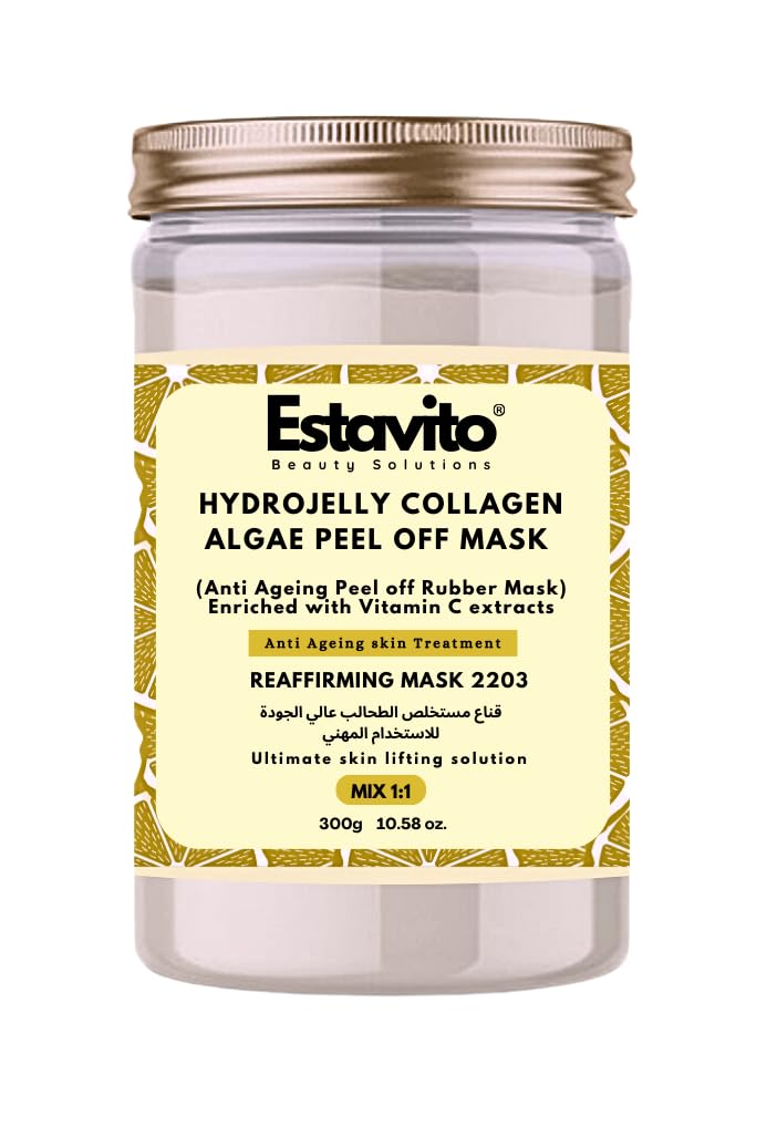 ESTAVITO Hydro-jelly Collagen Face Mask Powder - Skin Clarifying, Moisturizing & Anti-Aging Treatment (300g) for All Skin Types | DIY At-Home Spa & Night Skincare Routine