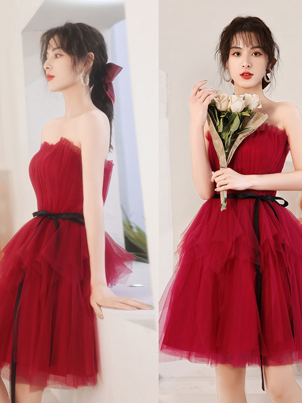 Elegant A-Line Burgundy Short Prom Dress for Women - Cute Homecoming Party Dress for Teens - Perfect for Prom Night, Dances & Special Occasions