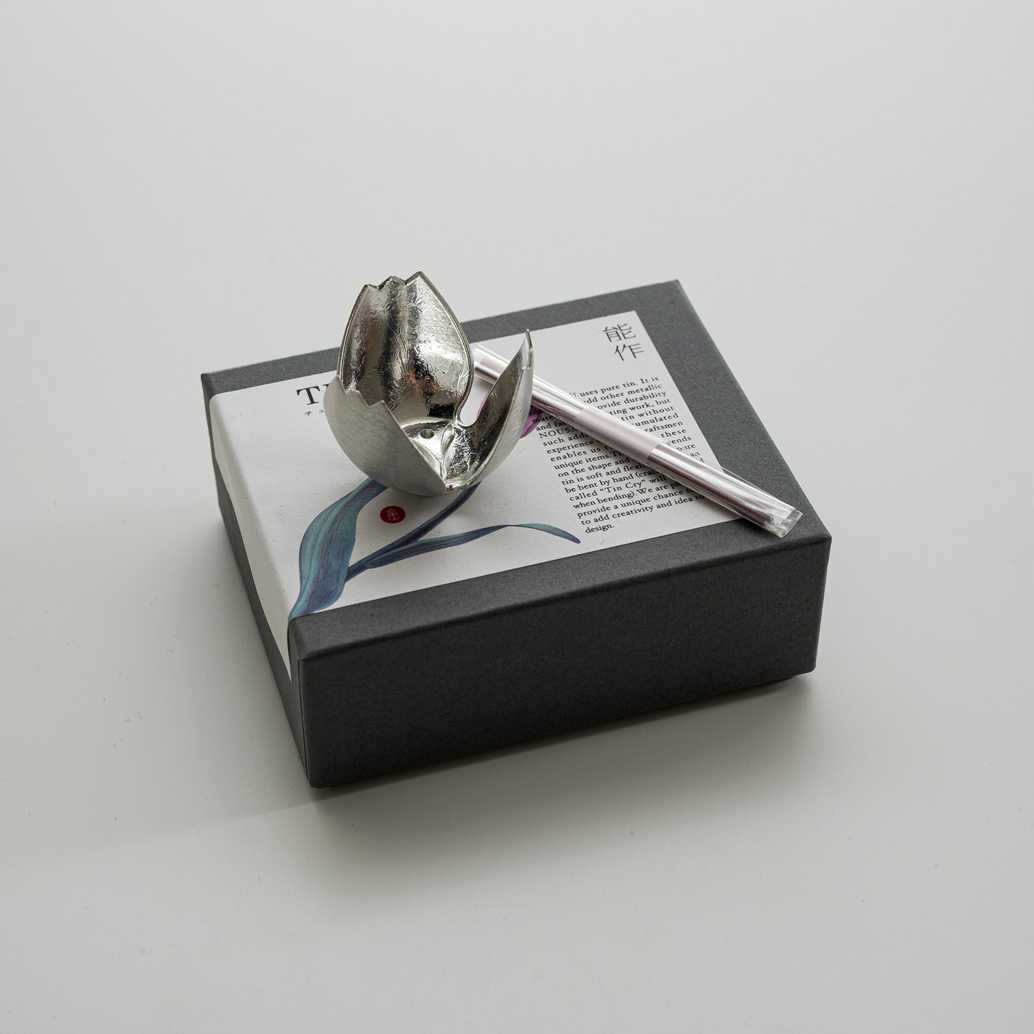 NOUSAKU Japanese Tin Incense Holder - Elegant Tulip Design for Aromatherapy & Meditation | Perfect for Home, Office & Zen Decor