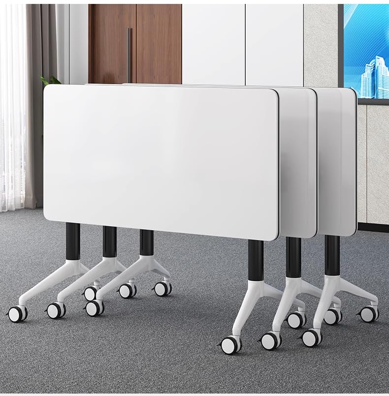 Foldable Conference Table with Wheels - 63×23.6×29.5in Mobile Training Table, Flip Top Rolling Seminar Desk for Office, Meeting Room & Classroom (White) | Perfect for Business Meetings, Training Sessions & School Presentations