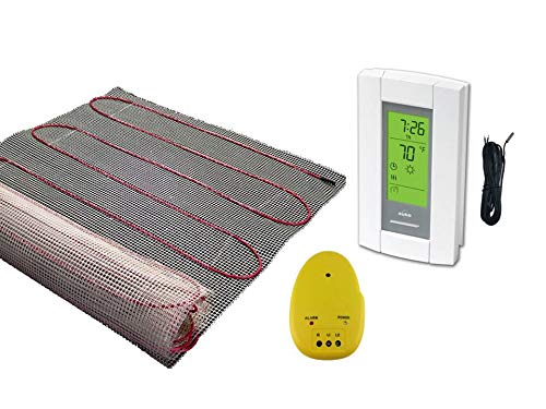 15 Sqft Electric Tile Radiant Floor Heating Mat - 120V Warming System with GFCI Protection & Programmable Thermostat - Perfect for Bathroom, Kitchen & Basement Floor Heating