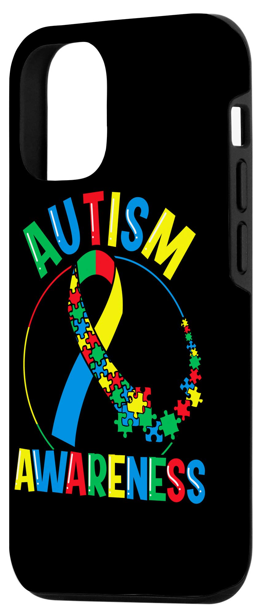 iPhone 12/12 Pro Colorful Puzzle Ribbon Case - Autism Awareness Protective Cover - Perfect for Daily Use, School & Charity Events