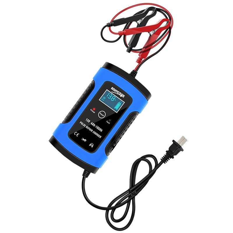 OBEST 12V Smart Car Battery Charger with Temperature Compensation - Trickle Charger, Pulse Repair & Maintainer for Car, Motorcycle, RV, SUV, Lawn Mower - Short Circuit Protection, Silent & Safe - Perfect for Winter Storage, Seasonal Vehicles & Long-Term Battery Maintenance