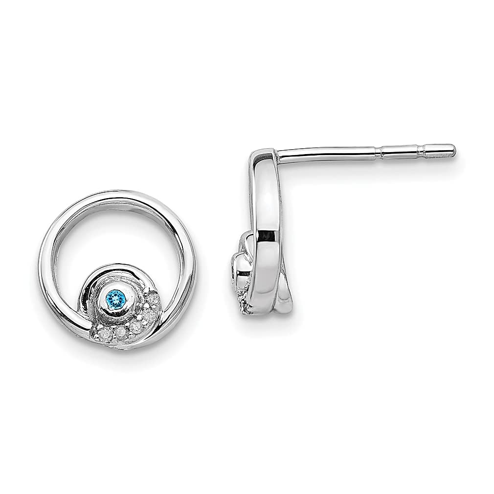 925 Sterling Silver Blue Topaz & Diamond Stud Earrings for Women - Elegant Gemstone Fine Jewelry Gift for Her - Perfect for Weddings, Anniversaries & Special Occasions