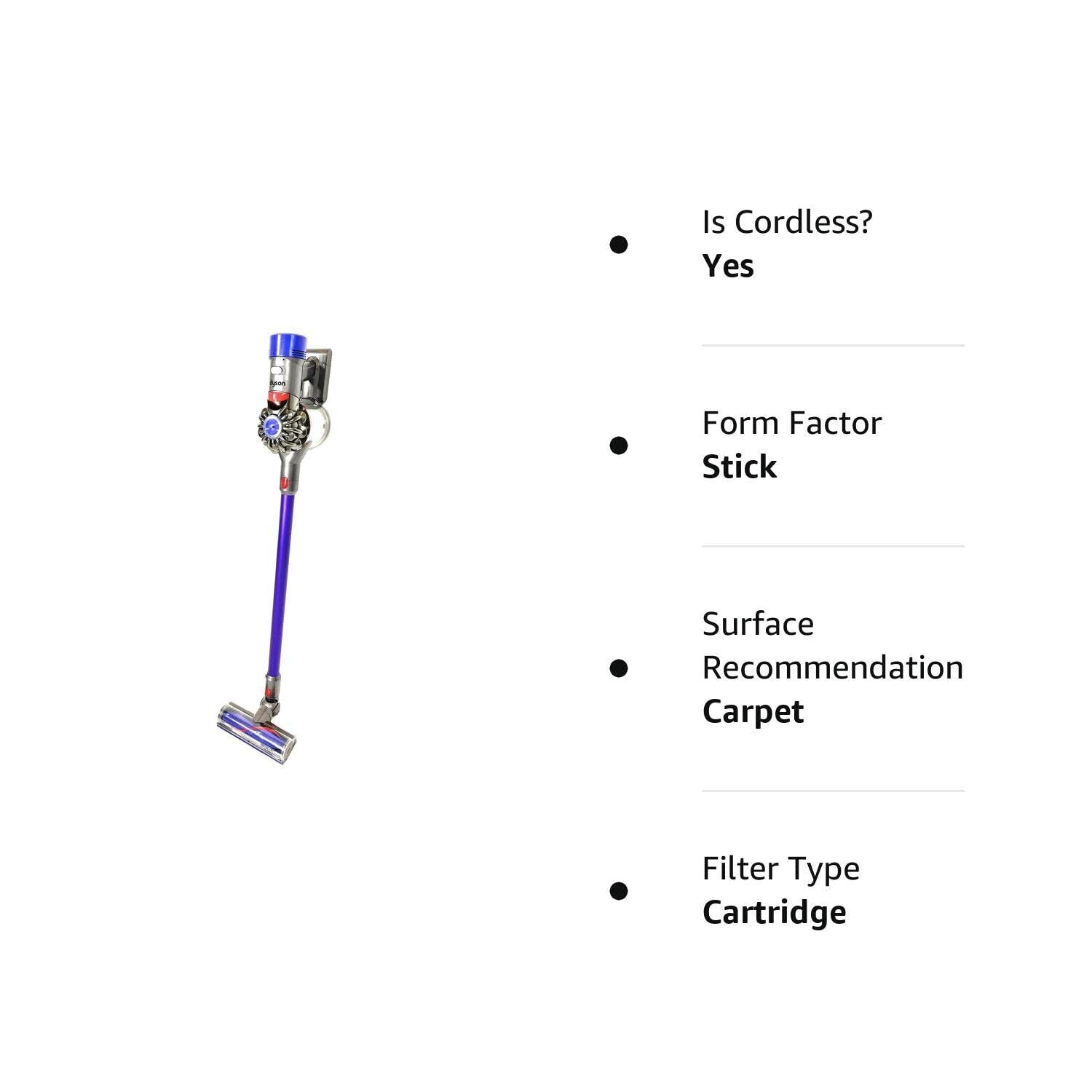 Dyson V8 Animal+ Cordless Stick Vacuum Cleaner - Powerful Suction for Pet Hair, Lightweight & Rechargeable - Purple | Ideal for Hard Floors, Carpets & Pet Owners