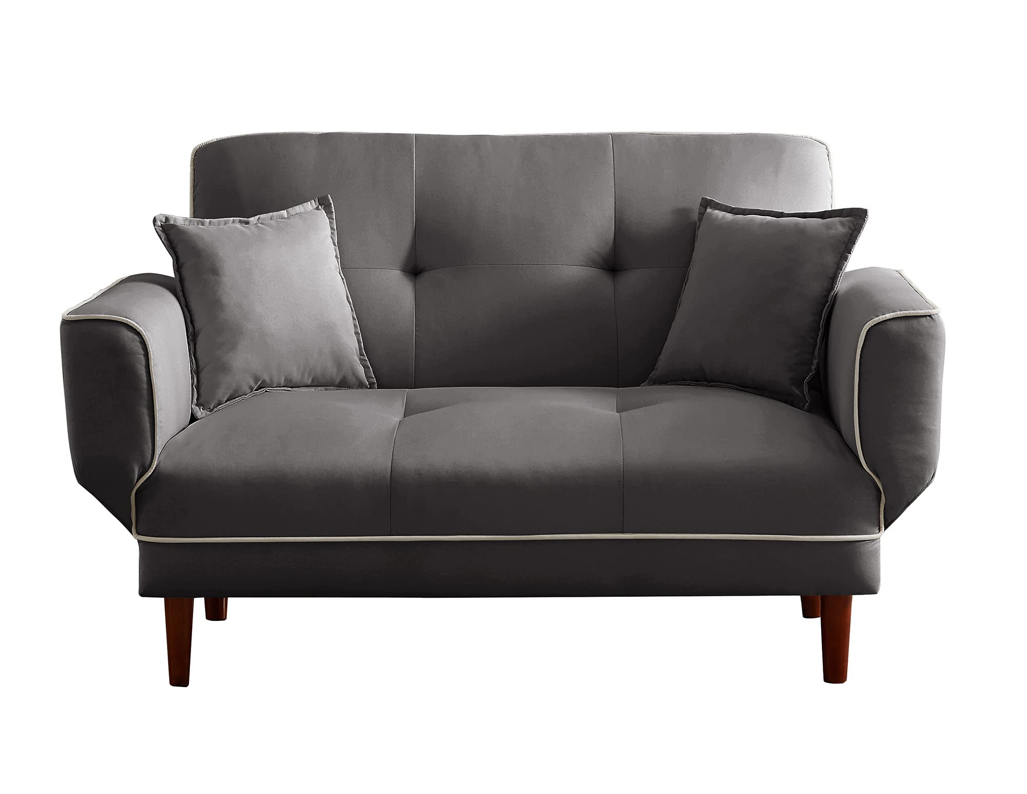 Convertible Futon Sofa Bed - Twin Size Sleeper Sofa with Adjustable Armrests, 5-Position Recliner & Wooden Legs - Light Grey Modern Couch for Small Spaces - Perfect for Living Rooms, Guest Rooms & Studio Apartments