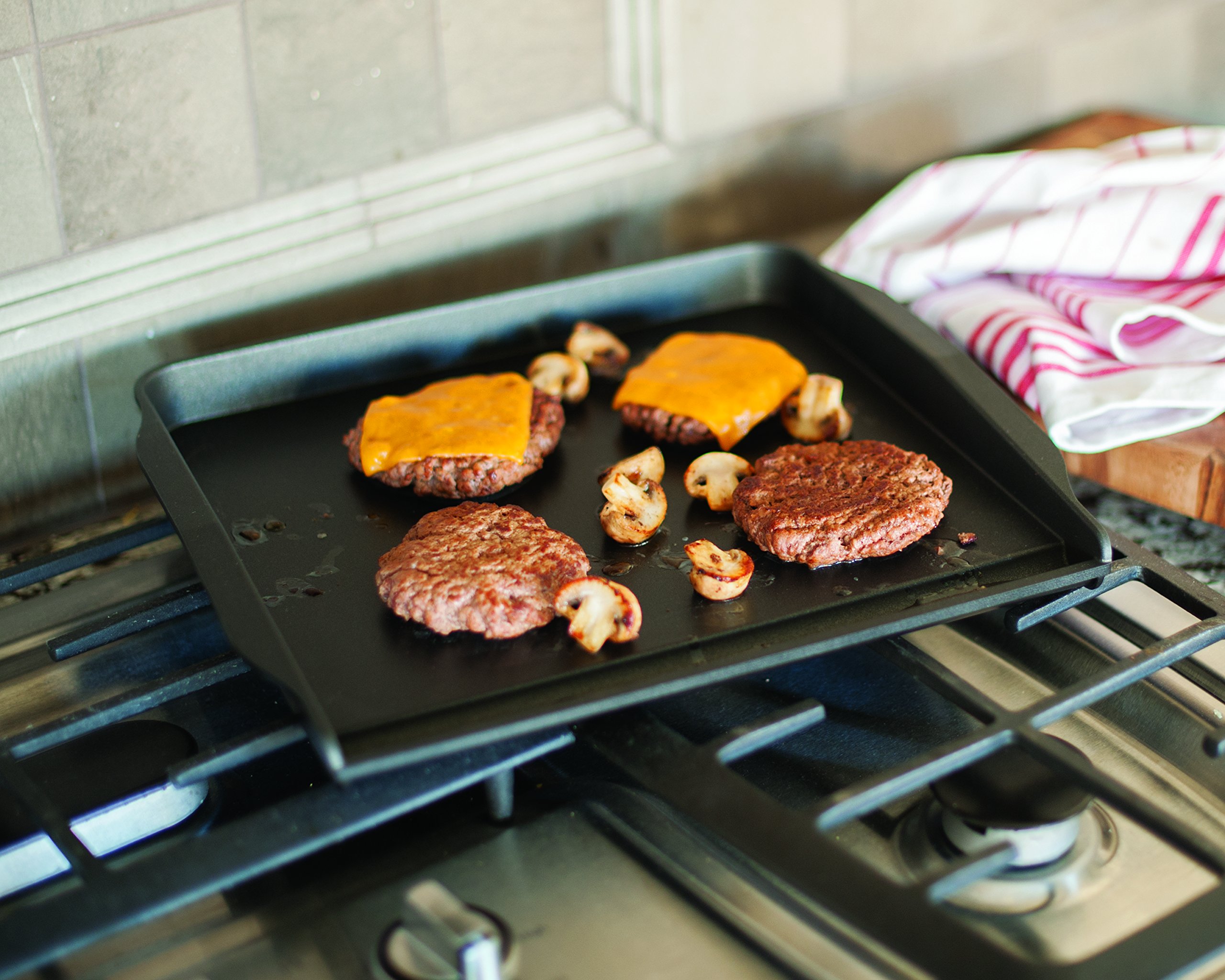 Nordic Ware Stovetop Backsplash Griddle - 12 Inch Black Nonstick Cookware for Pancakes, Eggs & More | Perfect for Small Kitchens & RVs