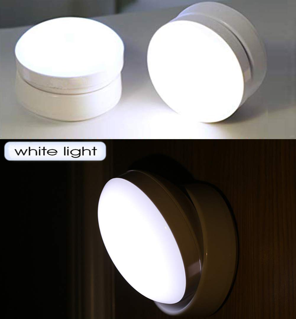 Battery Powered LED Night Light with 360° Rotation & Motion Sensor - Magnetic Base Stick-On Lamp for Cabinets, Wardrobes, Hallways (White, 1-Pack) - Perfect for Bedrooms, Bathrooms & Stairs Safety Lighting