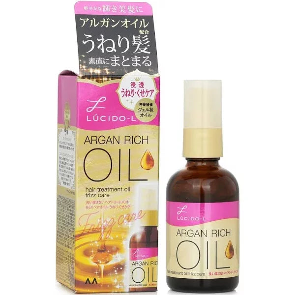 Lucido L Argan Rich Hair Treatment Oil - 60ml Moroccan Argan Oil for Frizzy, Dry & Damaged Hair - Nourishing & Smoothing Hair Care for Women & Men - Perfect for Daily Use, Styling & Split Ends Repair