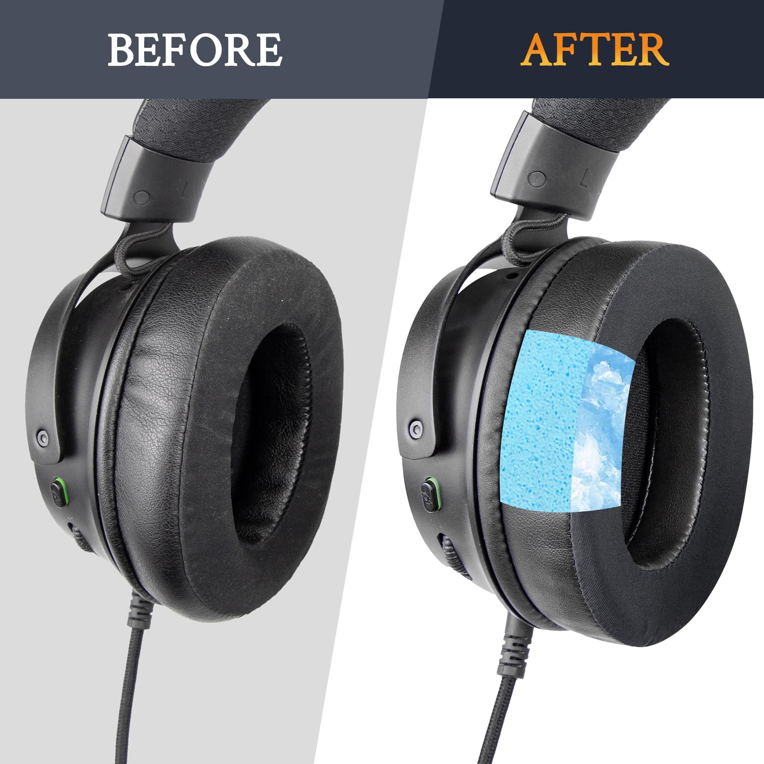 SOULWIT Cooling Gel Earpads Replacement for Razer Kraken V3 & Kraken V3 Pro Gaming Headset - Breathable Memory Foam Ear Cushions with Noise Isolation - Perfect for Long Gaming Sessions & Office Work