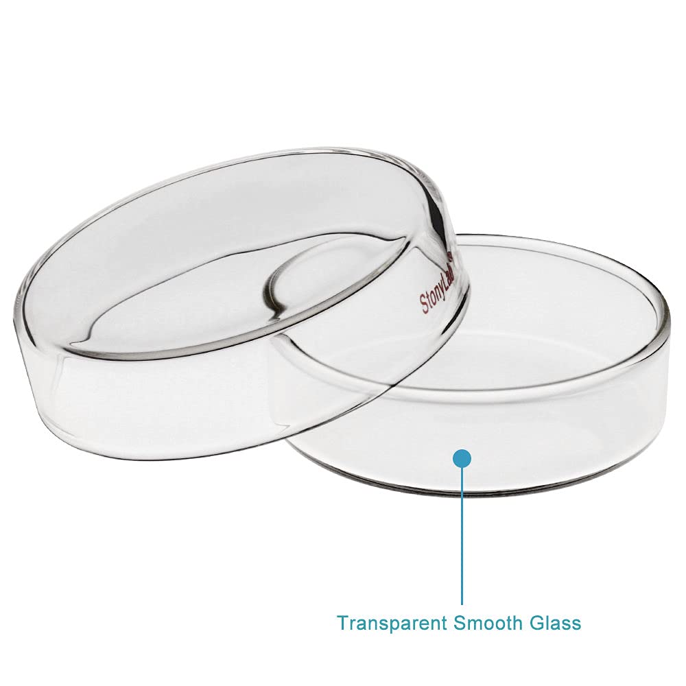 Stonylab 10-Pack Glass Petri Dishes, 60x15mm Autoclavable Borosilicate Glass Cell Culture Dishes with Clear Lid - Ideal for Laboratory Experiments, Microbiology Studies & Scientific Research