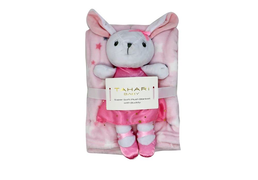 Ornella's Baskets Baby Girl Gift Set - Premium Tahari Blanket, 3 Adorable Onesies & More | Newborn Shower Present, Christening Gift, First Birthday Celebration