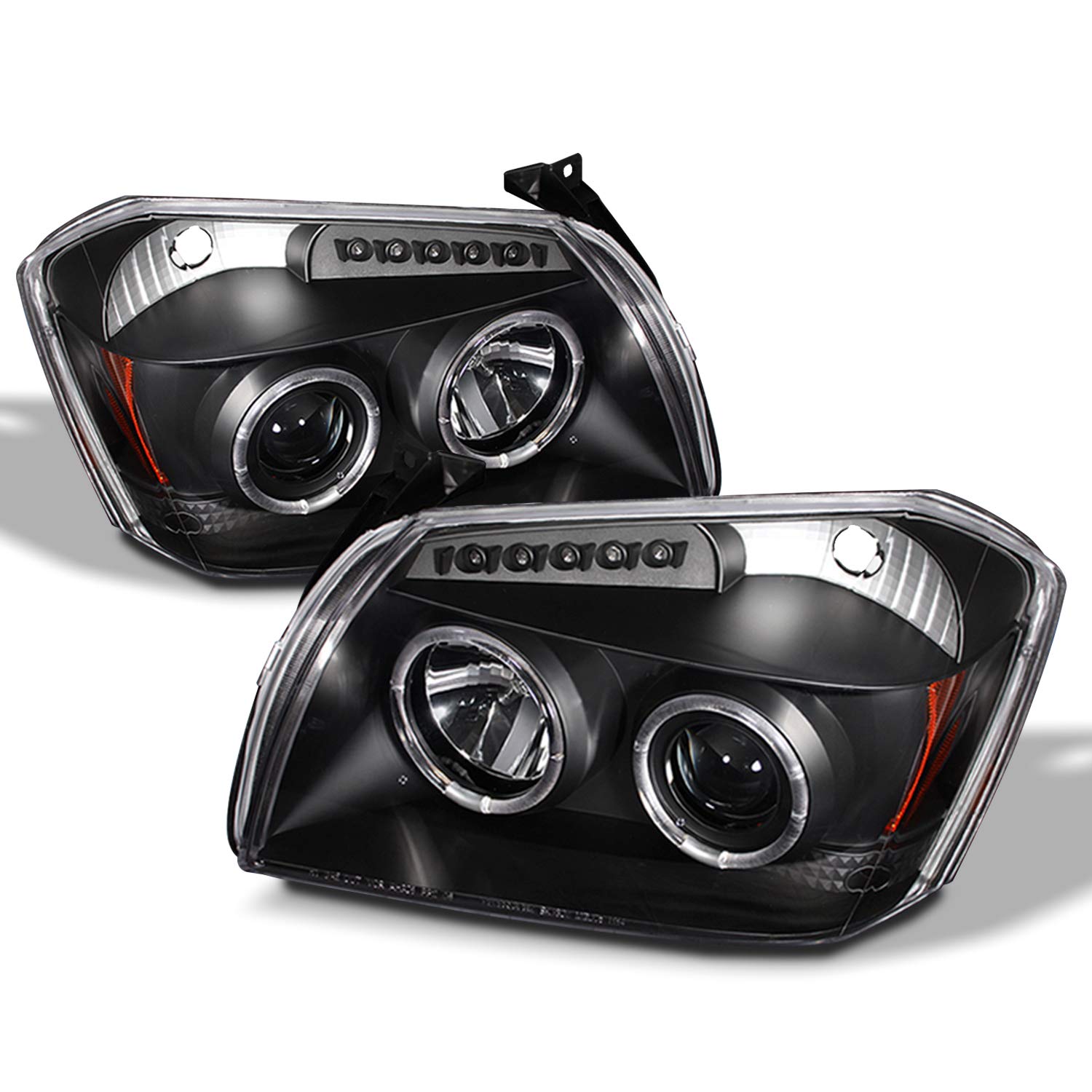 AKKON LED Halo Headlights & Tail Lights for 2005-2007 Dodge Magnum - Black Housing for Night Driving
