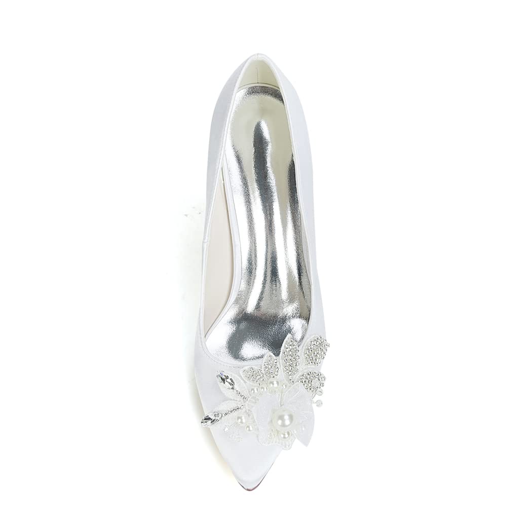 Elegant Pearl Satin Wedding Shoes for Bride - Closed Toe High Heel Bridal Shoes for Evening Party, Prom & Special Occasions | Perfect for Weddings, Formal Events & Romantic Dates