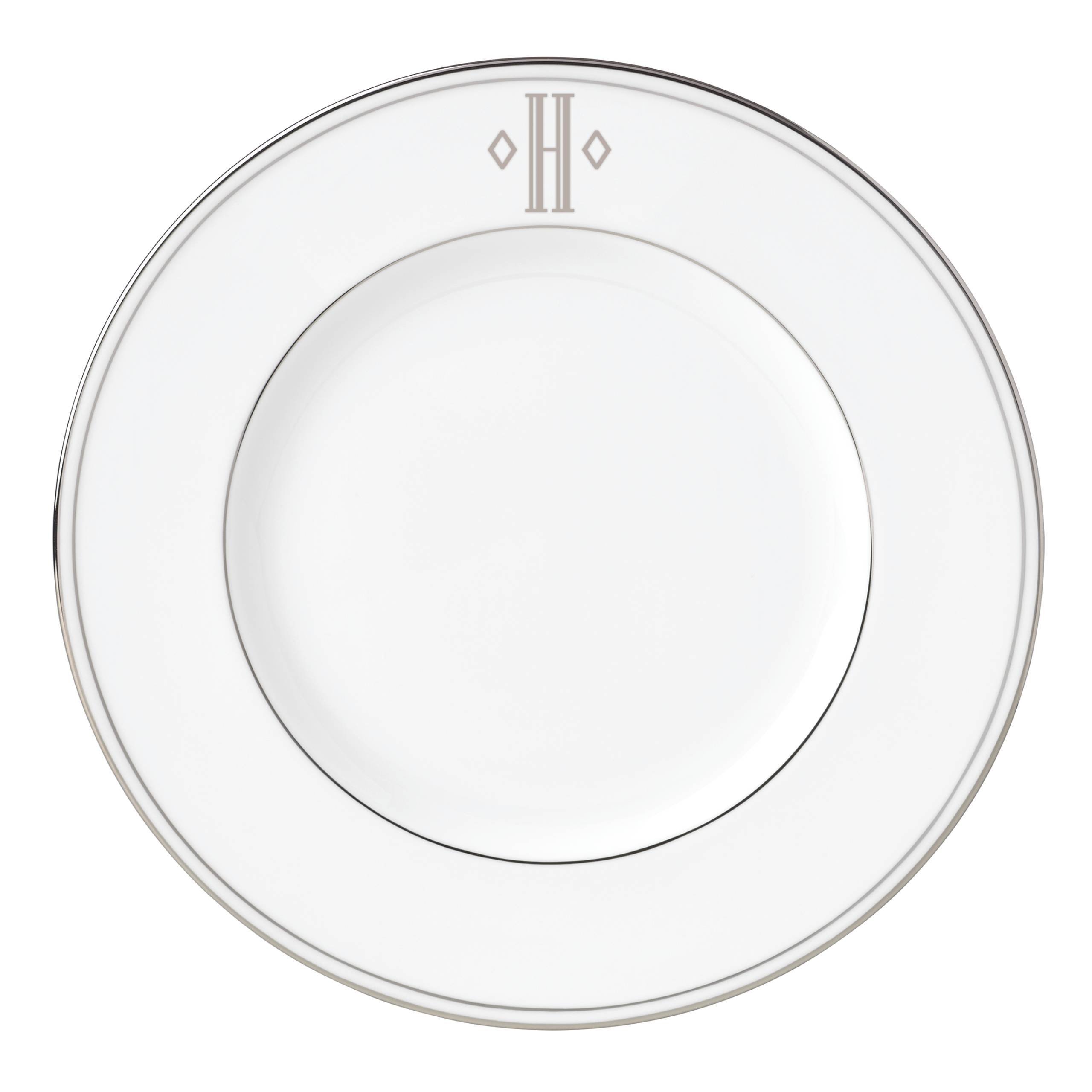 Lenox Federal Platinum Block Monogram Dinnerware Accent Plate - Elegant 10.5