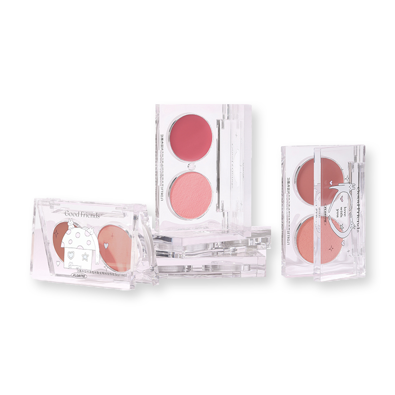 FLORTTE Good Friends Club Dual Tone Blush - Buildable & Blendable Powder Blush for Cheeks - Perfect for Everyday Wear & Special Occasions