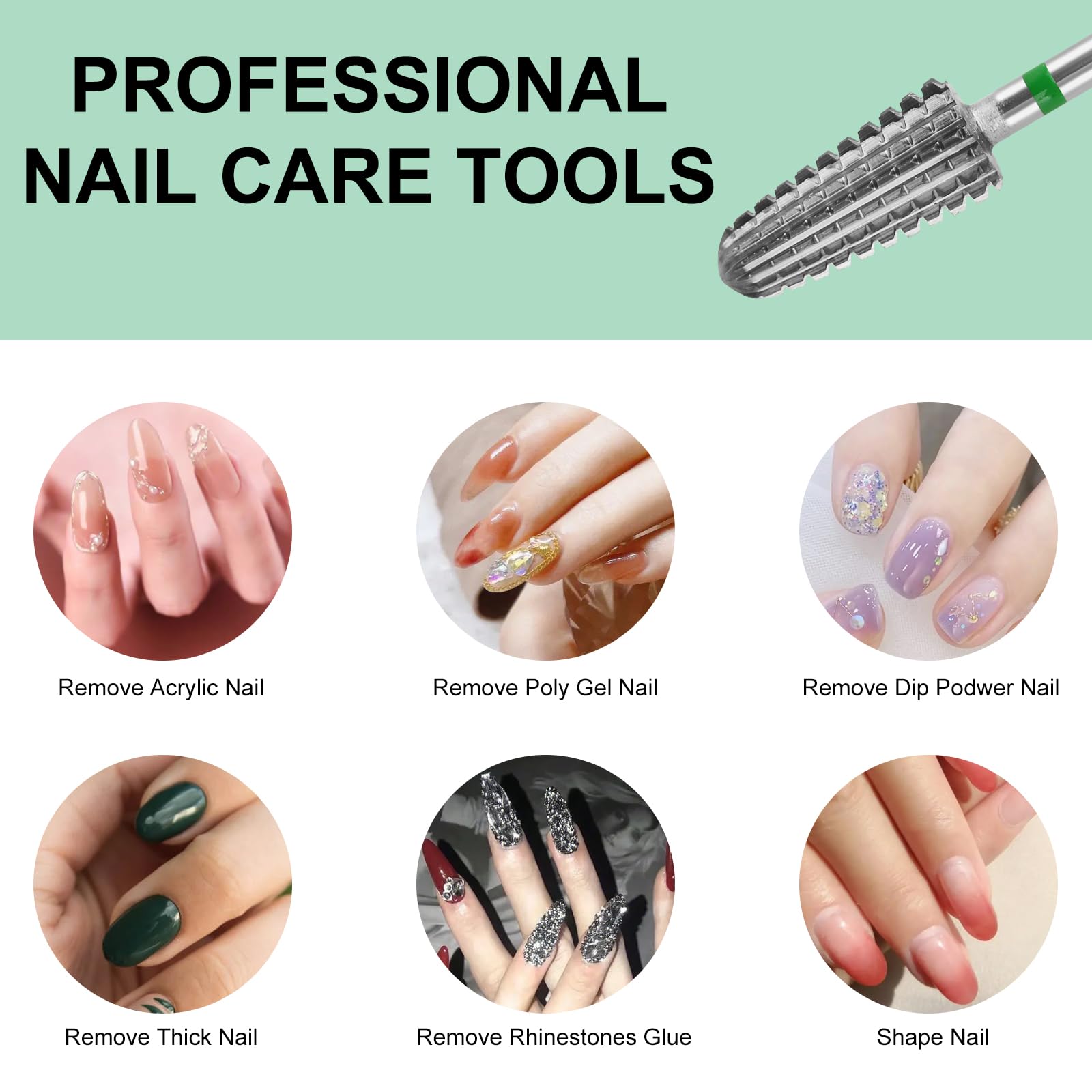 5-in-1 Tungsten Carbide Nail Drill Bits for Acrylic Gel Nails - Coarse 3/32