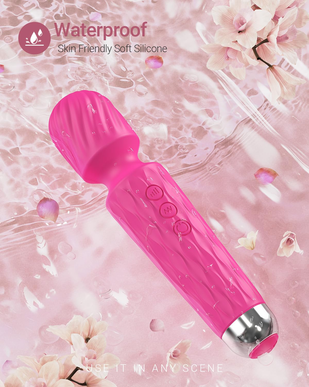 Powerful Waterproof Rose Vibrator Wand for Women - 8 Speeds & 20 Patterns Clitoral Stimulator, G-Spot Massager - Perfect for Solo Play, Couples & Sensual Relaxation