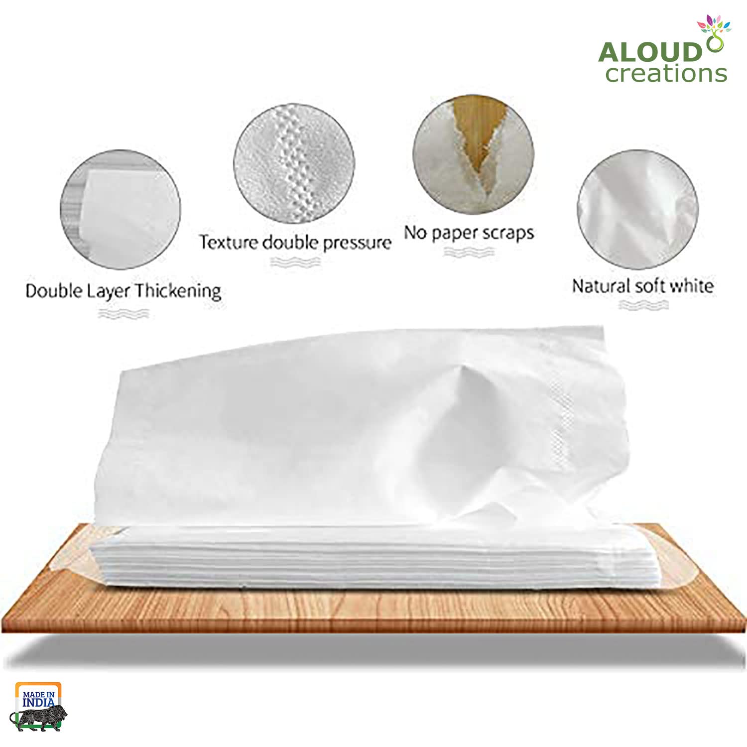 ALOUD CREATIONS Facial Tissue Refill Pack - 2-Ply Disposable Tissues for Car, Purse & Travel | 100 Pulls per Pack (4-Pack, 400 Total) | Soft & Convenient for On-the-Go Use, Office, Gym & Daily Essentials