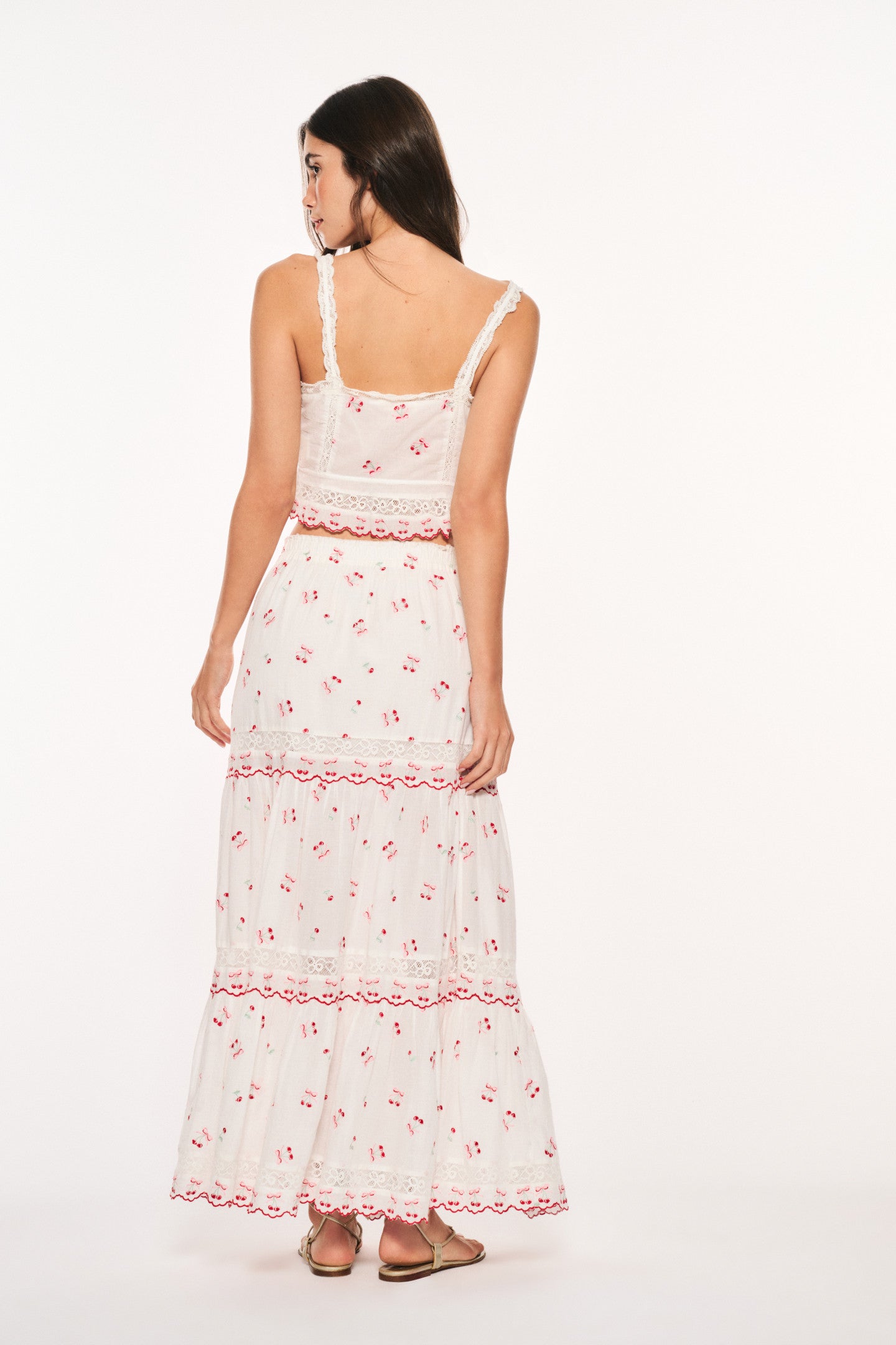 Stylish Cotton Cherry Print Maxi Skirt for Women - Perfect for Summer Outfits, Beach Vacations & Boho Fashion