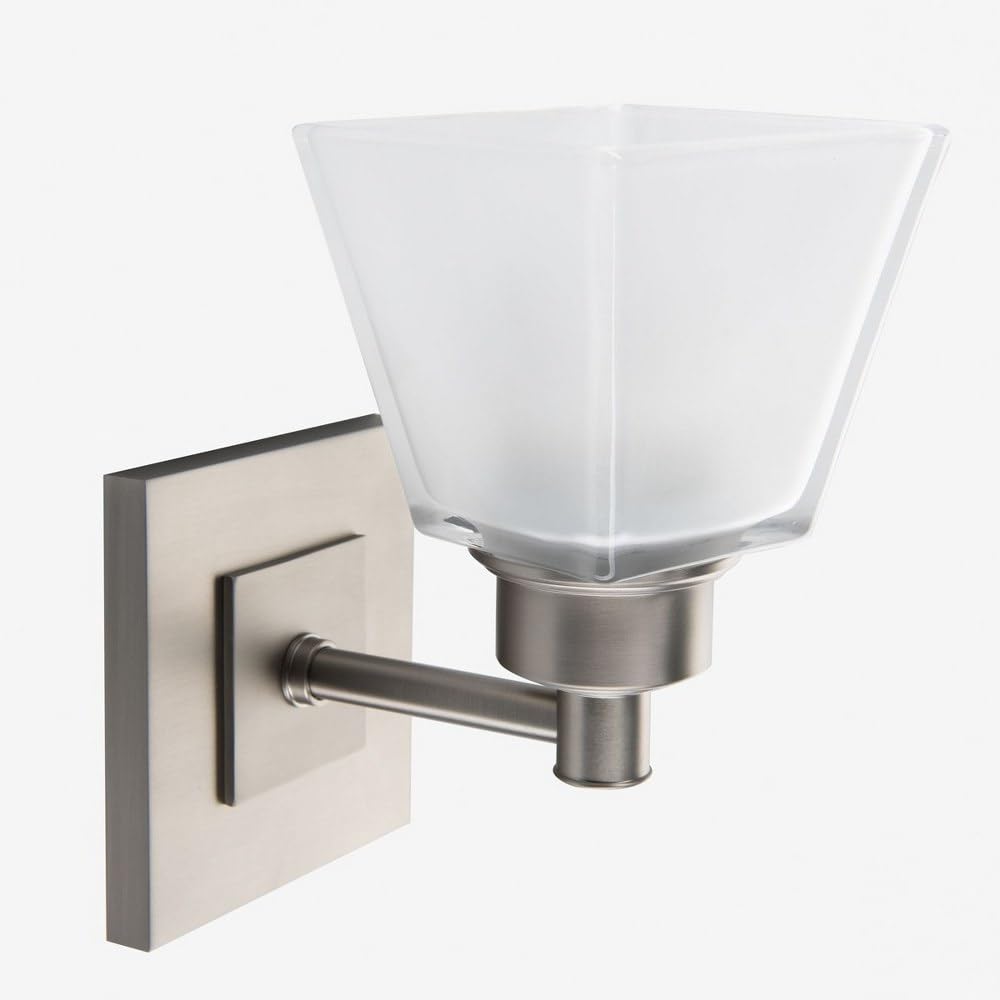 Norwell Lighting Matthew 9635-CH-SQ Chrome Wall Sconce - Modern One Light Bathroom Vanity Fixture for Bedroom, Hallway & Living Room Decor