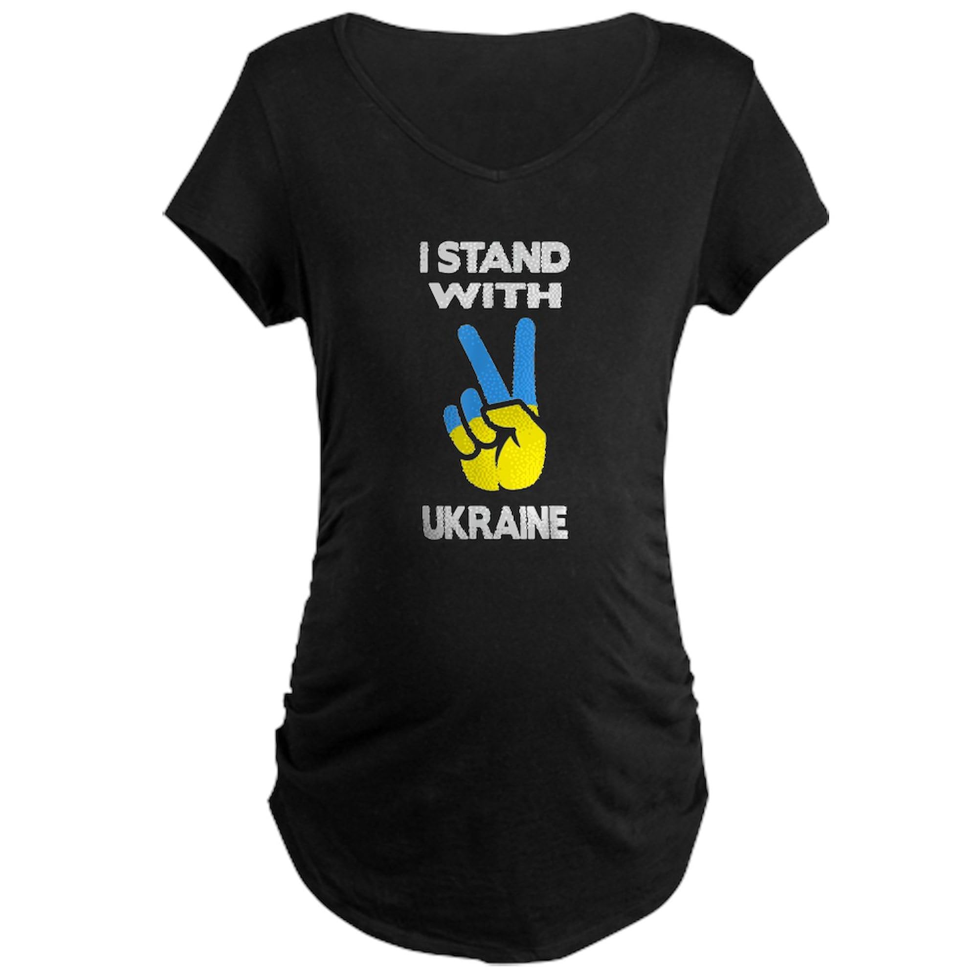 Support Ukraine I Stand with Ukraine Women's Maternity Ruched Side T-Shirt - Comfortable Pregnancy Tee for Moms, Show Solidarity in Style | Perfect for Casual Wear, Maternity Photos & Patriotic Events