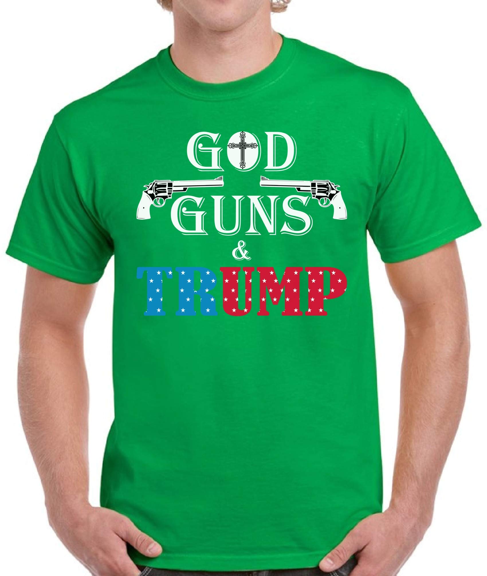 Trump T-Shirt for Men - Patriotic God and Guns Design | American Flag Graphic Tee - Perfect for Political Rallies, Conservative Events & 2A Supporters