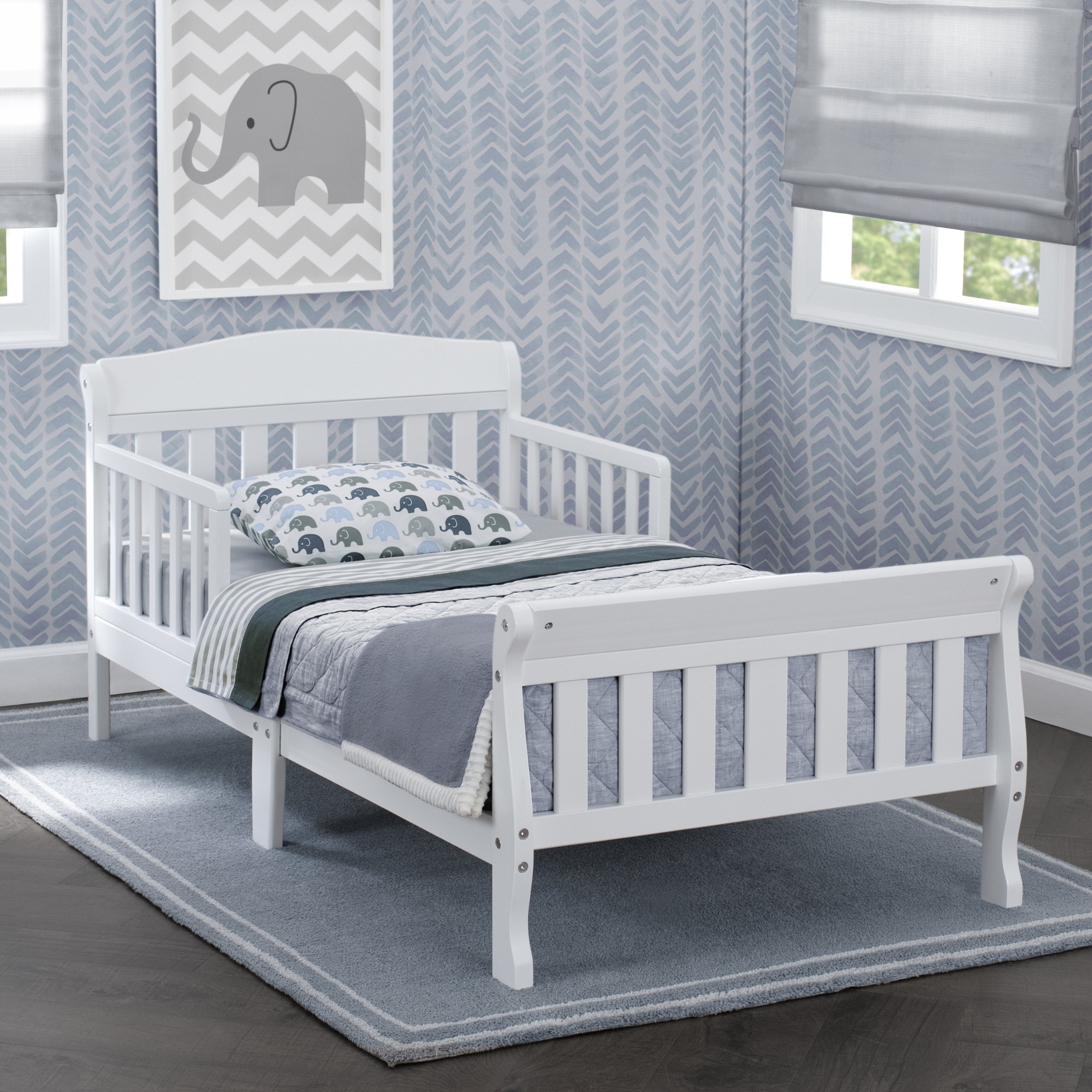 Safe & Stylish Canton Toddler Bed for Kids - Convertible Wooden Toddler Bed with Guardrails, Perfect for Nursery, Daycare, or First Big Kid Bed Transition