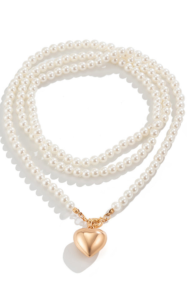 Elegant Love Pendant Imitation Pearl Multi-Layer Necklace for Women | Romantic Gift for Valentine's Day, Anniversary & Date Night Jewelry