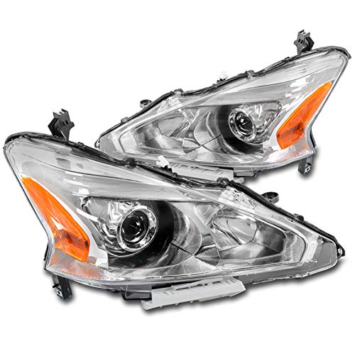 2013-2015 Nissan Altima Sedan 4DR Projector Headlights - Chrome Housing Replacement Headlamps for Enhanced Night Driving & Style Upgrade
