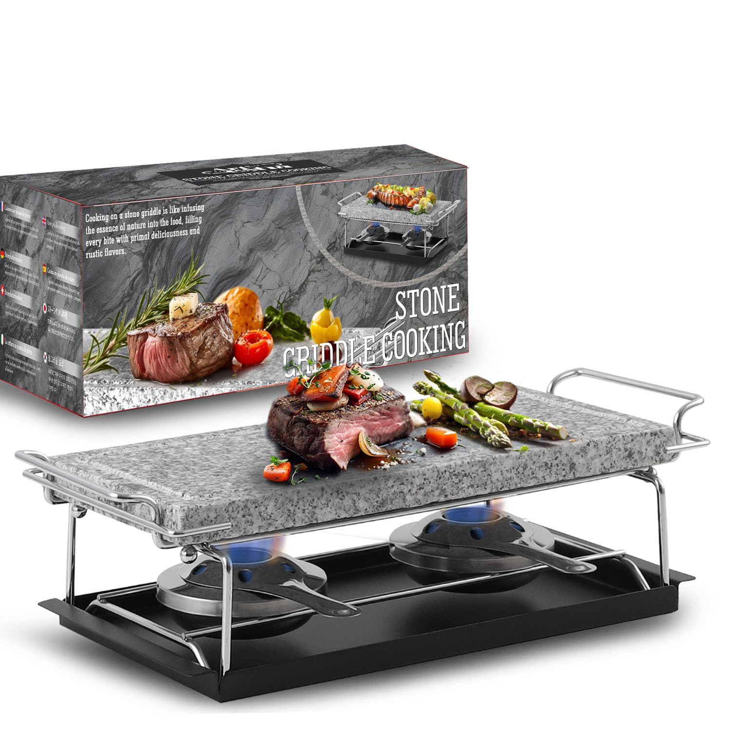 Artestia Natural Cooking Stones for Smokeless Korean BBQ Grill – Fast Heating Removable Grill Stones for Indoor & Outdoor Use – Perfect for Family Dinners, Backyard Parties & Camping Trips