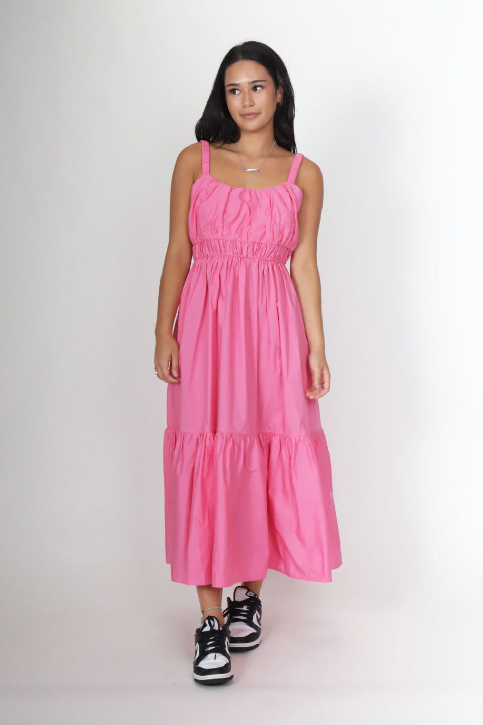 Belle Lolly Pink Tiered Maxi Dress for Women - Flowy Summer Beach Dress with Ruffles, Boho Chic Long Dress for Vacation, Party, and Casual Wear
