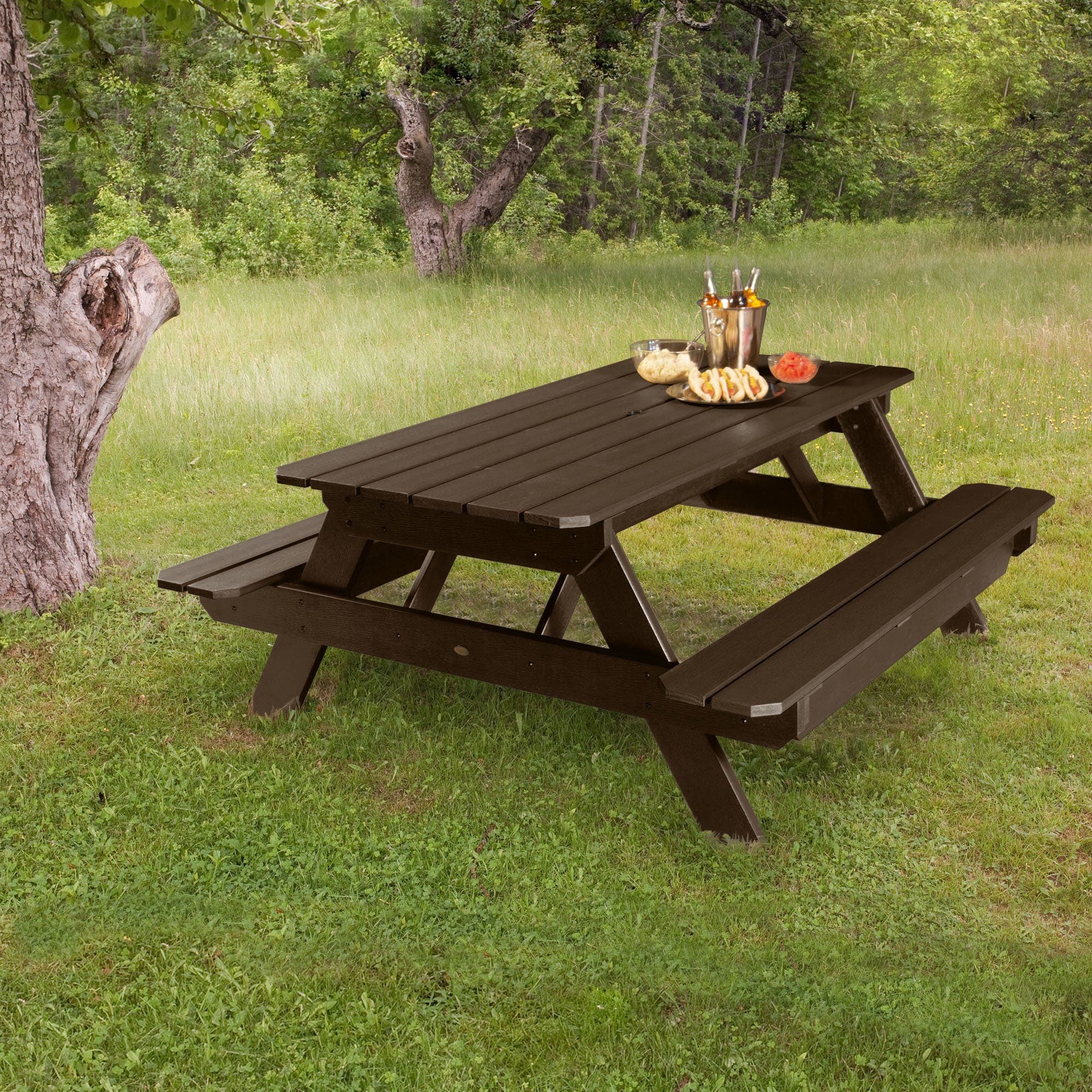 Premium Outdoor Picnic Table - Heavy Duty All-Weather Wooden Picnic Bench for Backyard, Garden, Park & Camping - Perfect for Family Gatherings, BBQs and Outdoor Dining