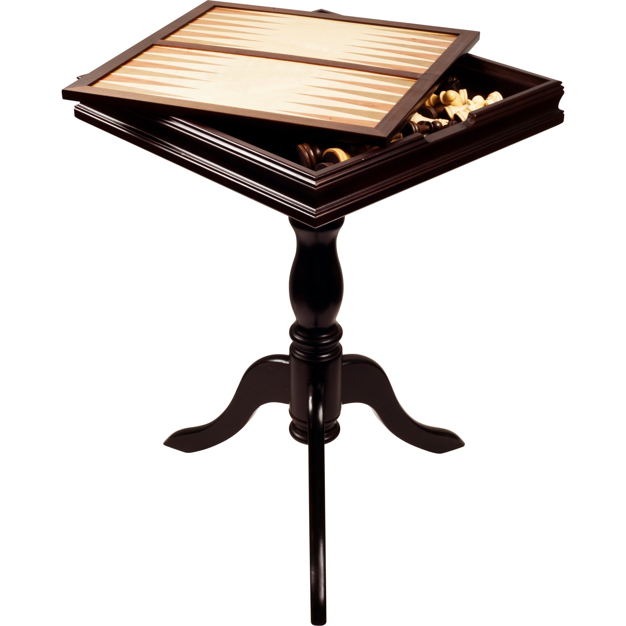 Premium Wooden Chess & Backgammon Game Table Set with Storage - Includes 2 Bonus Playing Card Decks for Family Game Nights & Coffee Table Entertainment