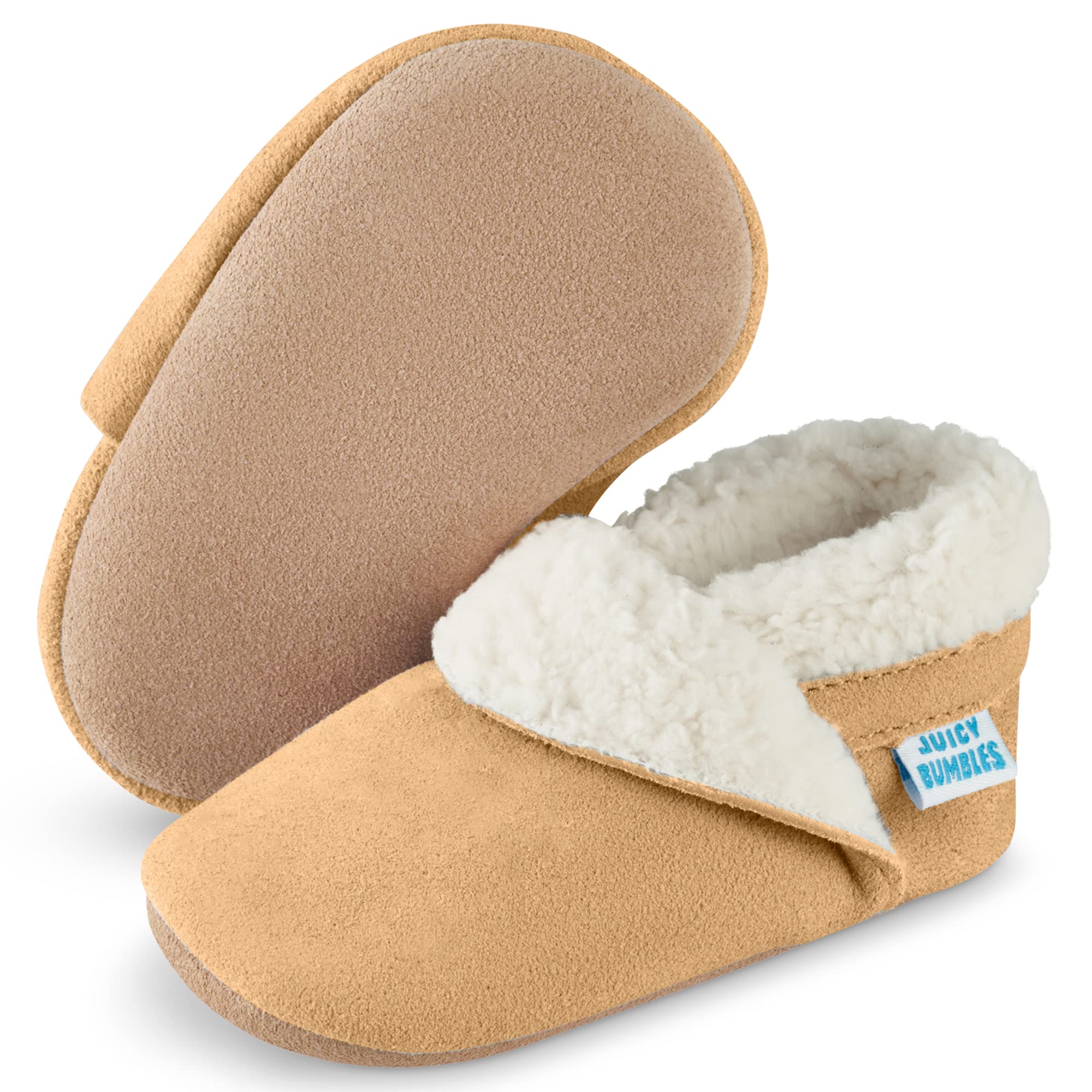 Soft Suede Baby Slippers for Toddlers - Non-Slip Fleece Lined Kids House Shoes for Boys & Girls - Warm Indoor/Outdoor Slippers for Playtime & Nursery Comfort