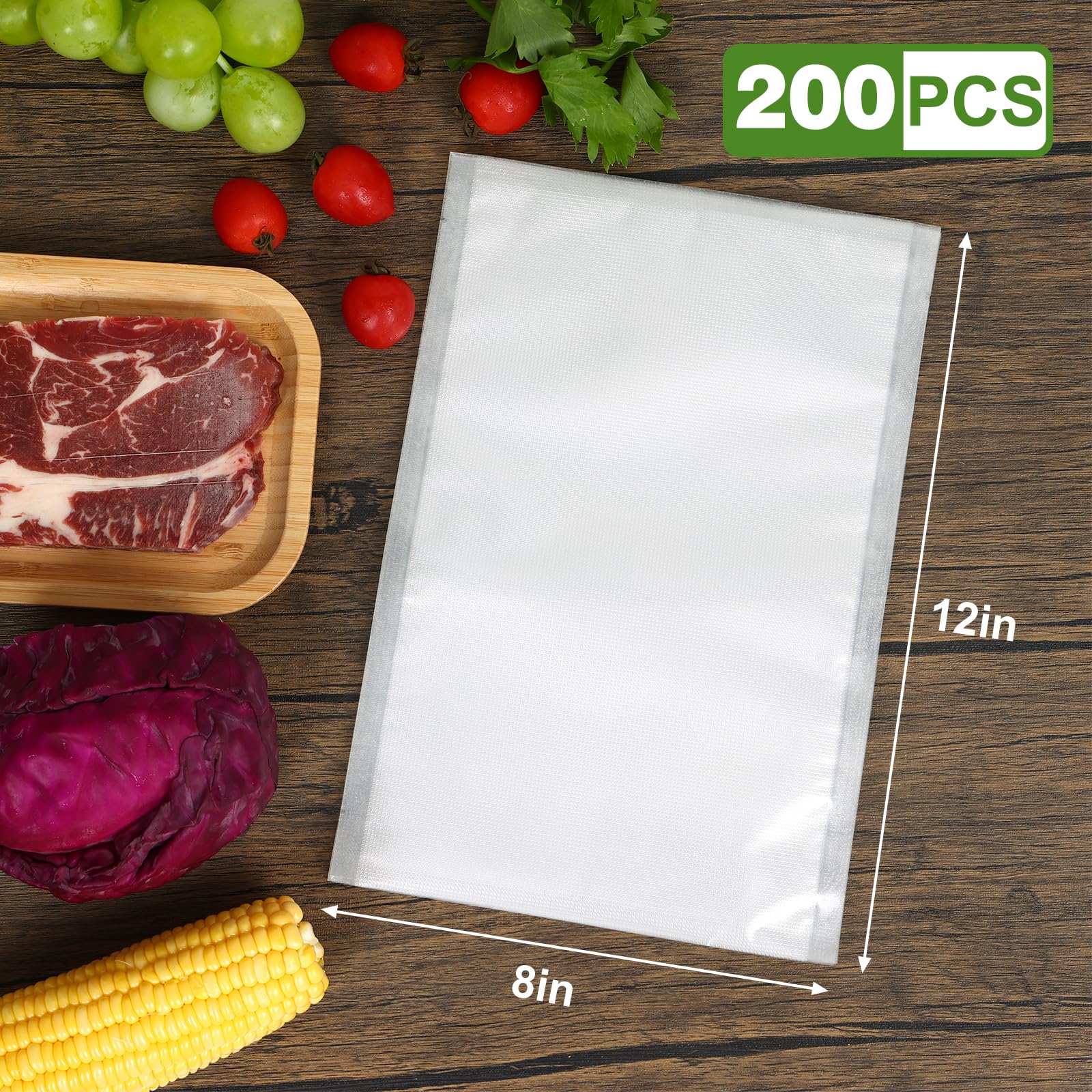 Moretoes 200pcs BPA Free Vacuum Sealer Bags 8