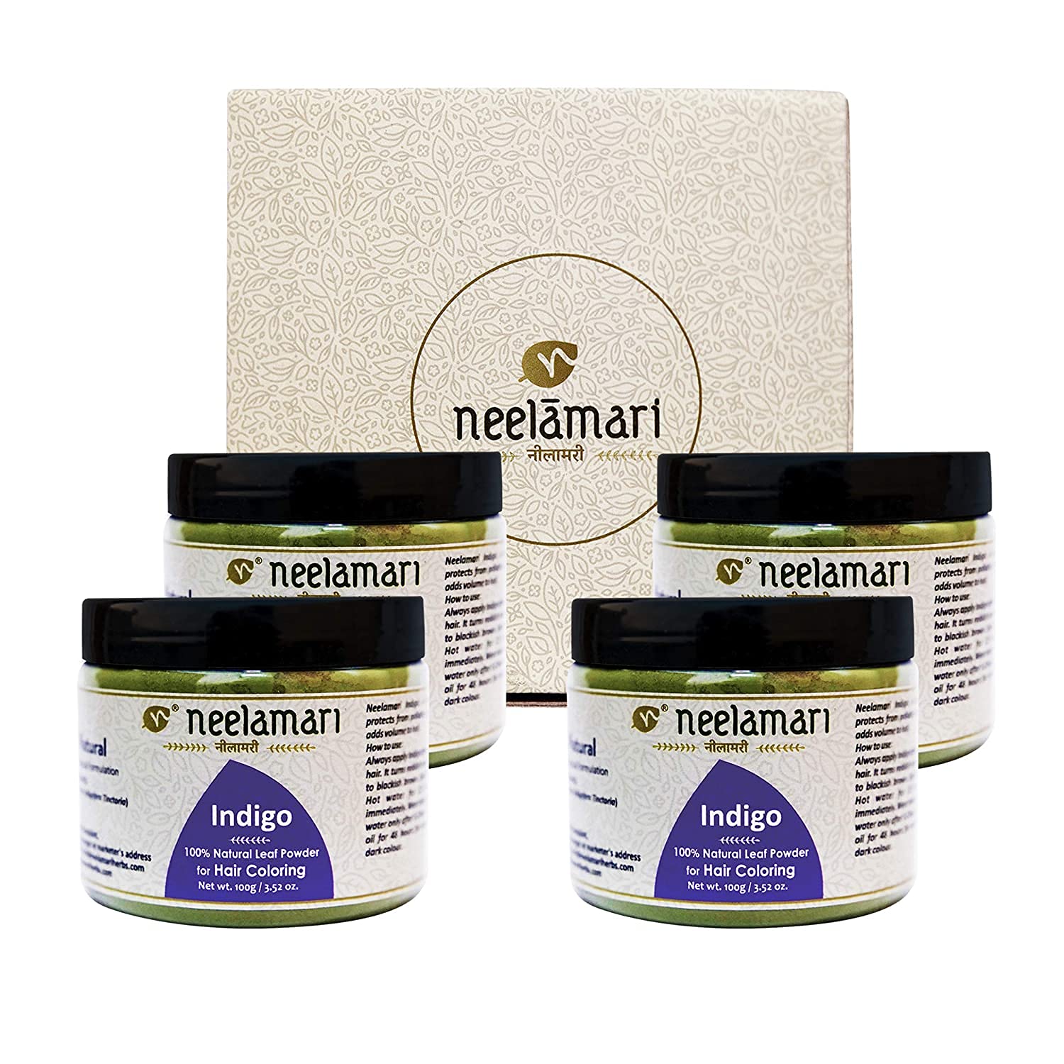 Organic Neelamari Indigo Leaf Powder 400g - Natural Hair Dye & Skin Care for Gray Coverage, Henna Alternative - Perfect for DIY Hair Coloring & Ayurvedic Treatments