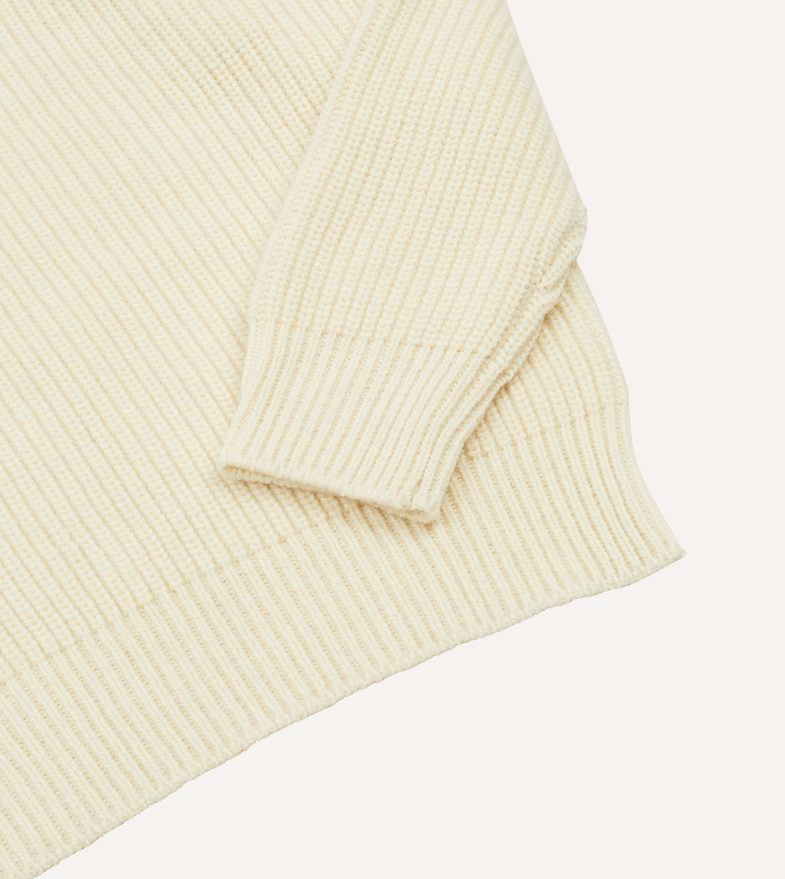 Soft Ecru Alpaca Lambswool Ribbed Integral Collar Sweater - Cozy Winter Pullover for Women, Perfect for Casual Wear & Office Outfits