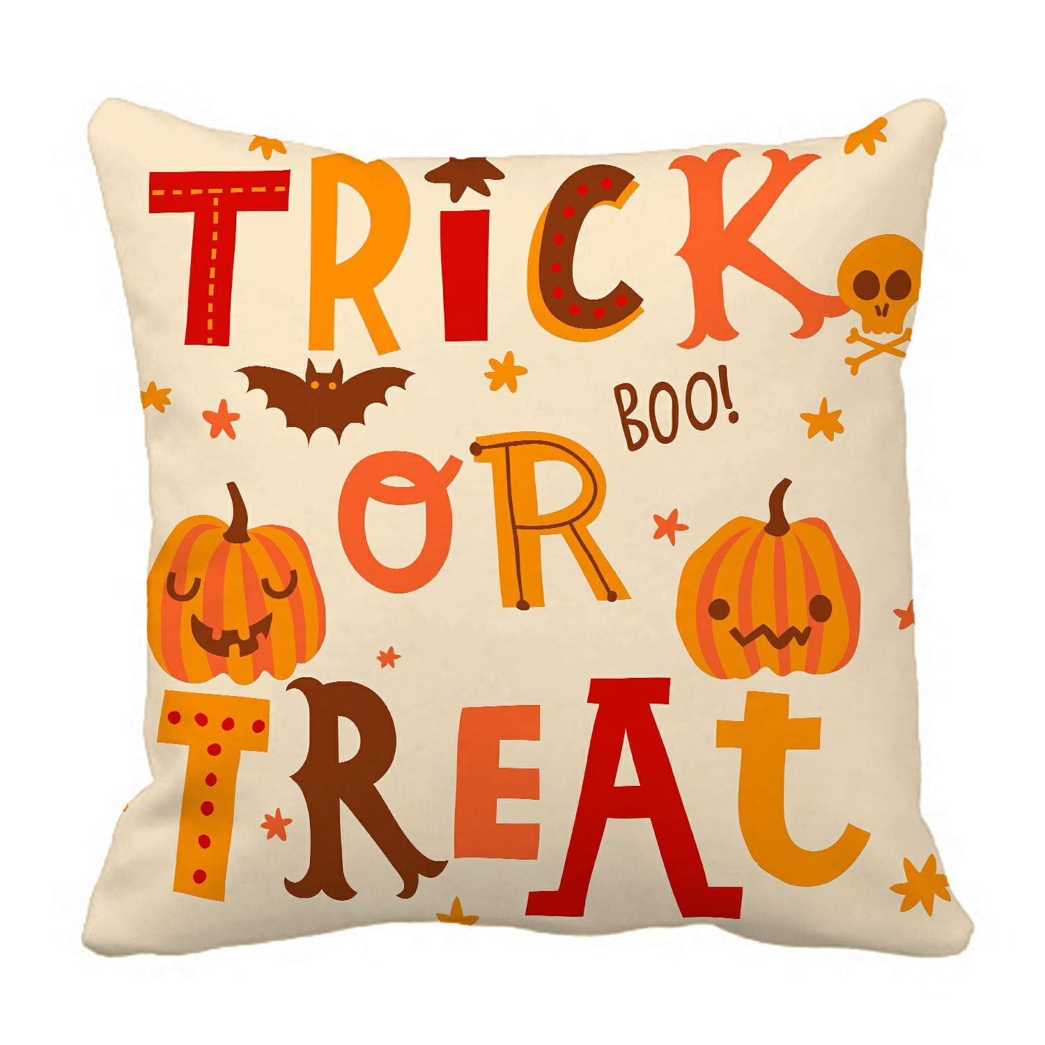 ABPHQTO Halloween Cute Trick or Treat Cartoon Pillow Cover - 18x18 Inch Reversible Couch & Bed Pillow Case - Perfect for Halloween Decor, Party Favors & Cozy Home Decor