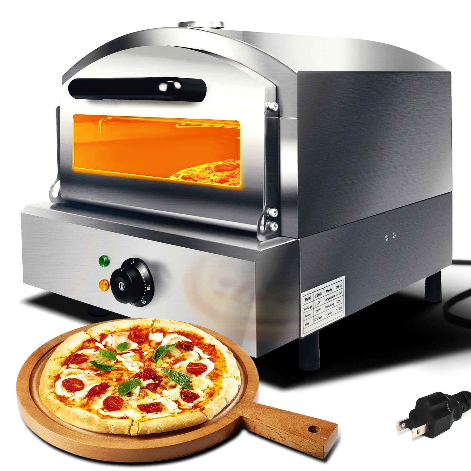 Portable Electric Pizza Oven - 1800W Countertop Pizza Maker with 14