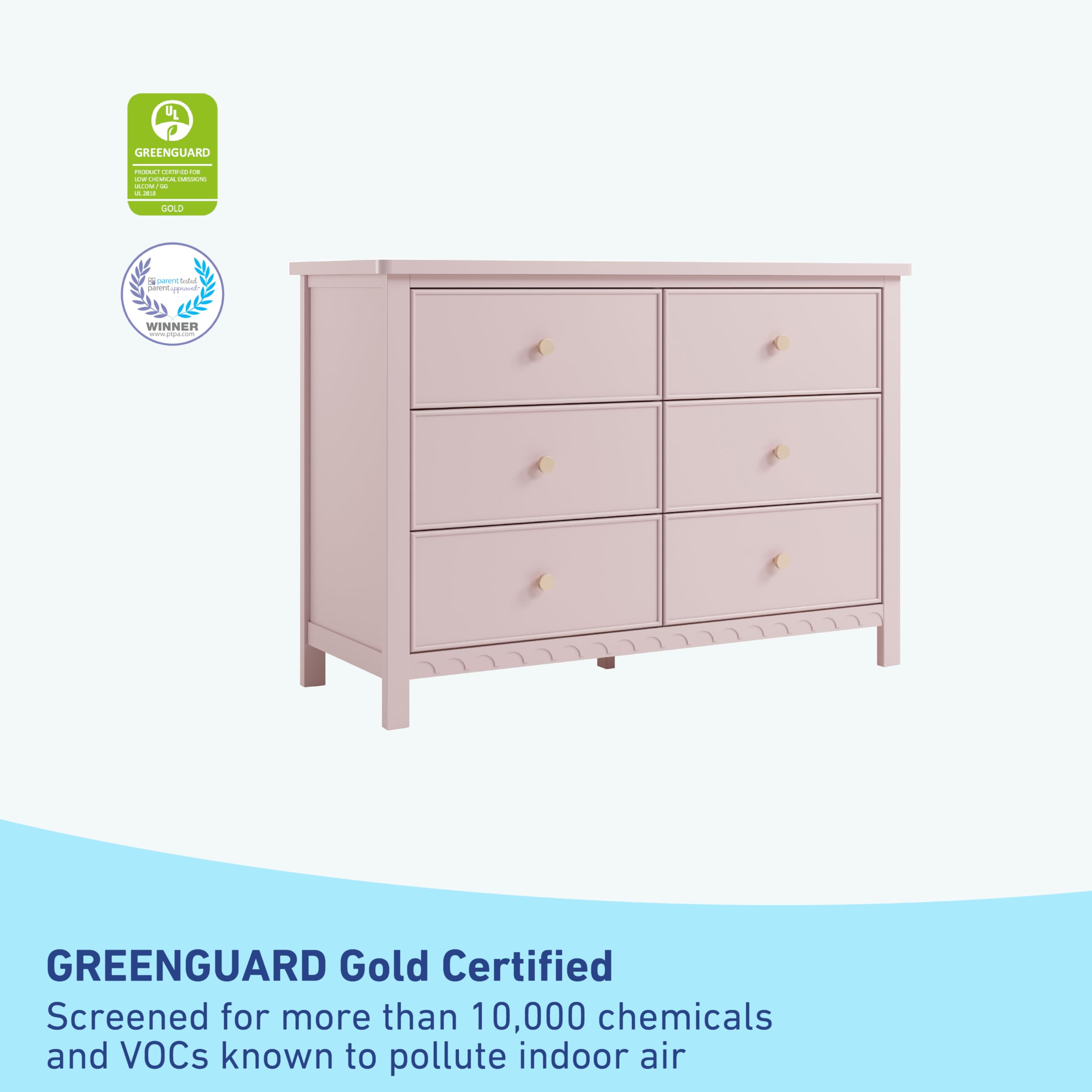 Graco Sasha 6-Drawer Dresser in Blush - GREENGUARD Gold Certified Nursery & Bedroom Dresser with Spacious Storage, Interlocking Drawer System, Easy Assembly - Perfect for Baby Room Organization & Home Storage Solutions