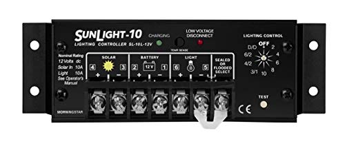 10A Solar Charge Controller for 12V Batteries - Morningstar Sunlight Regulator with Low Failure Rate | Perfect for Solar Lights, RV, Marine & Off-Grid Power Systems