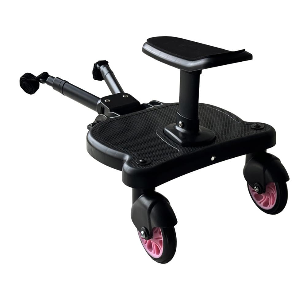 Universal Stroller Board with Seat - Comfortable Wheeled Buggy Board for Pushchairs & Prams - Adjustable Toddler Standing Platform - Perfect for Shopping, Travel & Family Outings