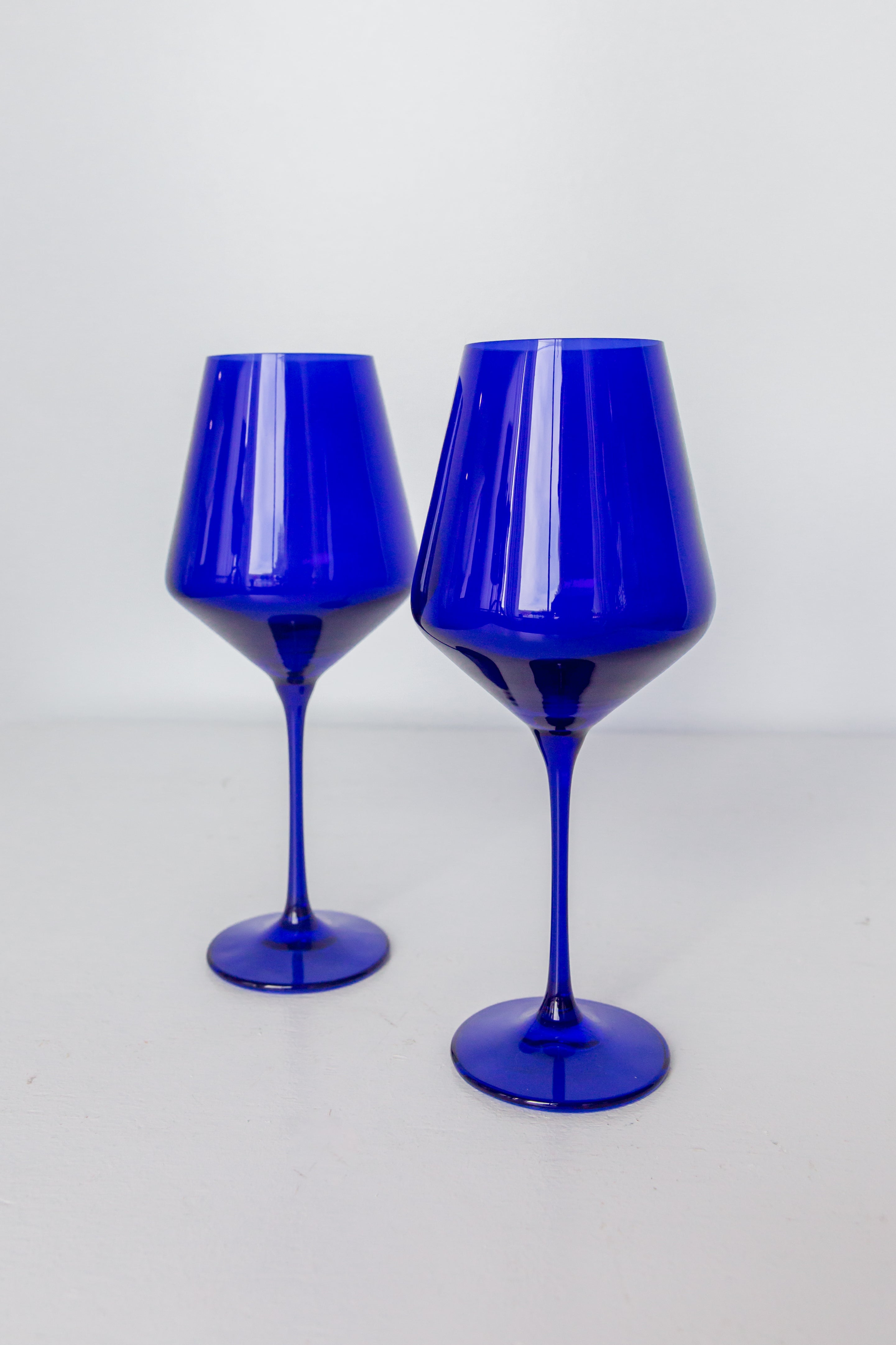 Estelle Colored Wine Glasses Set of 2 - Elegant Royal Blue Stemware for Red & White Wine | Perfect for Dinner Parties, Romantic Dates & Home Decor